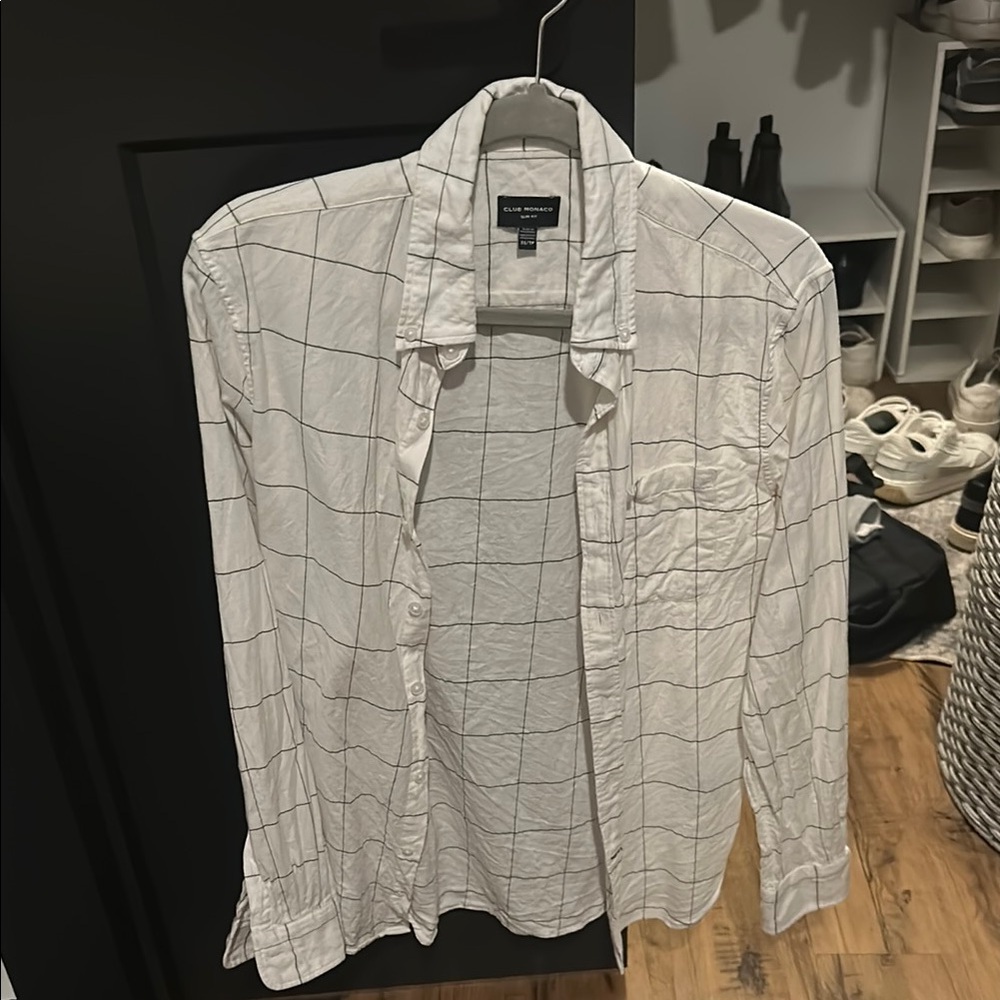 White Checkered Button-Up Shirt